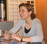 Alexandra Ledermann signant des autographes au Salon du Cheval de Paris 2006