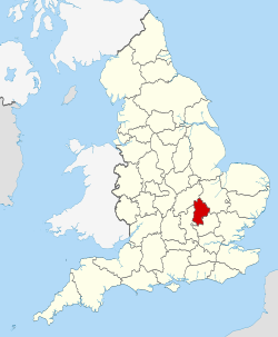 Location of Bedfordshire in England