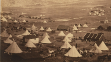 Tende a campana usate dalla cavalleria britannica durante la guerra di Crimea nel 1855. Fotografia di Roger Fenton.