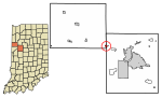 Location of Otterbein in Tippecanoe County and Benton County, Indiana.
