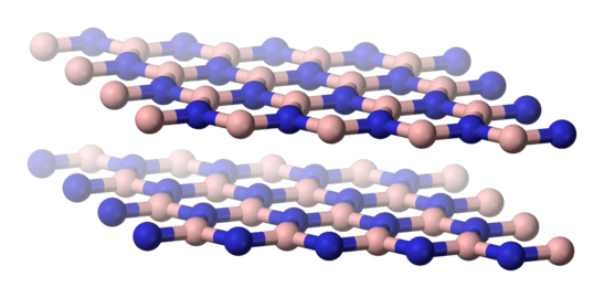 Structure cristalline du h-BN, analogue au graphite.