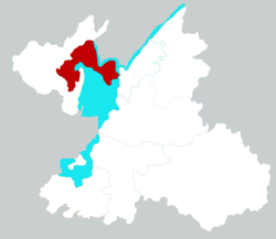 Location of Junshan District within Yueyang