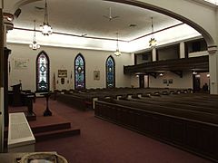 Pews, stained-glass windows and a choir loft