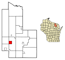Location of Crandon in Forest County, Wisconsin.