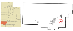 Location in Iron County and the state of Utah.