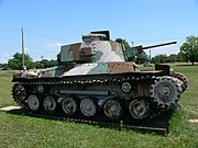 硫黄島の戦いにおいてアメリカ軍に鹵獲された戦車第26連隊の新砲塔チハ。再塗装が行われており、当時は第26連隊所属を表す「丸に縦矢印」の部隊マークが砲塔横に描かれていた