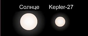 Сравнительные размеры Солнца и Kepler-27.