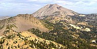 Conical peak from a ridge on a nearby mountain