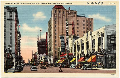 Hollywood Boulevard, looking west towards the Hollywood Pantages Theatre