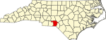 Mapa de Carolina del Norte con la ubicación del condado de Richmond