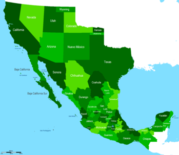 Mapa hipotético de México con su antiguo territorio recuperado