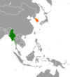 Location map for Myanmar and South Korea.