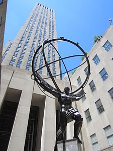 Atlas, bronze sculpture in front of the Rockefeller Center, by Lawrie (1936–37)