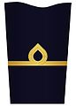Sleeve insignia on innerkavaj m/48 ("inner jacket m/48") for a second lieutenant. (?–present)