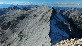 Vue de l'Ödkarspitze depuis la Birkkarspitze.