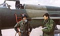 Croatian Air Force pilot Rudolf Perešin standing in front of his MiG 21.