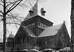 Shadyside Presbyterian Church, built in 1890, at 5121 Westminster Place (at the corner of Amberson Avenue and Westminster Place).