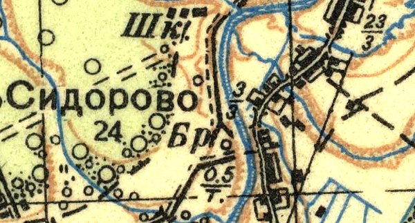 План деревни Сидорово. 1939 год