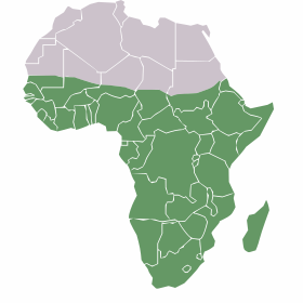 L'Afrique subsaharienne est l'espace en vert sur la carte.