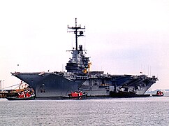 Lexington putting to sea from Pensacola in 1987