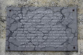 Plaque en souvenir des médailles d'argent à « rubant vert » remises aux deux plus habiles cultivateurs de 1755.