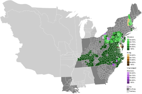 Map of presidential election results by county, shaded according to the vote share of the highest result for an elector of any given candidate