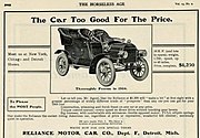 1904 Reliance Model Two Touring car advertisement in the Horseless Age magazine