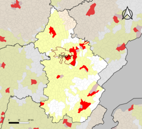 Localisation de l'aire d'attraction de Poligny dans le département du Jura.