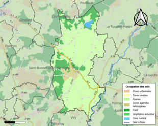 Carte en couleurs présentant l'occupation des sols.