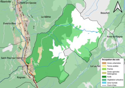 Carte en couleurs présentant l'occupation des sols.