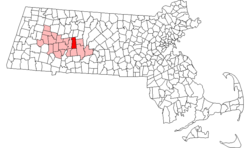 Location in Hampshire County in Massachusetts