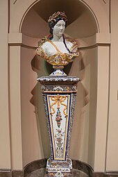 Baroque - Summer as Ceres, part of a series of anthropomorphic busts of the four seasons, a polychrome example of Rouen faience, c.1730, faience, Louvre[38]
