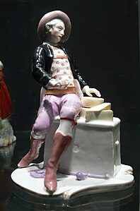 Figure of a cheese seller by Franz Anton Bustelli, Nymphenburg porcelain (1755)