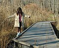 Child on trail bridge in December of 2006