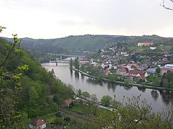 View from the northeast across the Vltava