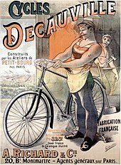 Affiche signée Alfred Choubrac, faisant la réclame des cycles Decauville (vers 1892).