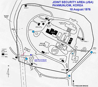 En 1976, carte du site de la Joint Security Area.