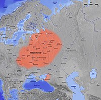 Map of Kievan Rus' just before Sviatoslav's campaigns, mid-10th century.