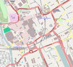 Map of Cardiff, Wales showing the BBC Wales headquarters building location