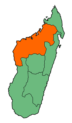 Map of Madagascar with Mahajanga highlighted