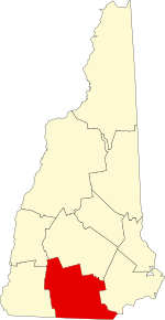 Map of New Hampshire highlighting Hillsborough County