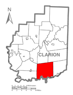 Map of Clarion County, Pennsylvania highlighting Porter Township