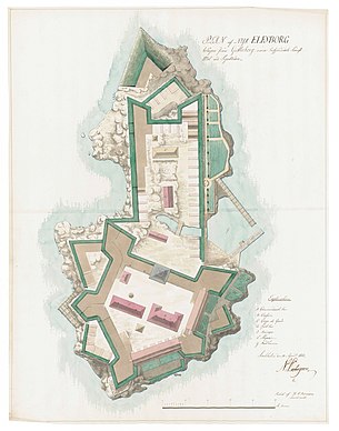 Drawing from 1811 of the fortress Nya Älvsborg.