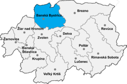 Localisation du district de Banská Bystrica dans la région de Banská Bystrica (Carte interactive)