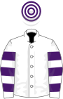 Purple, grey hooped sleeves