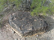 This Petroglyph with a spiral figure carved into it was made by the Hohokams over a 1000 years ago.