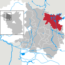 Rheinsbergs läge i Landkreis Ostprignitz-Ruppin, Brandenburg