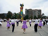 Group dancing sardanes in Barcelona