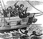 Enslaved people being thrown from a ship