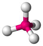 Conformation de la molécule de tétrafluorure d'oganesson OgF4. Liaison ionique entre les atomes de fluor et d'oganesson.